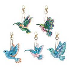 Daysoy 鑰匙圈製作 DIY寶石十字繡 5款套組, TYPE 14 春日鳥, 1套