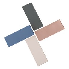 FLaiTO 矽膠長方形餐墊4件組, 象牙白, 磚紅色, 海軍藍, 灰色, 寬 260mm x 長 100mm x 厚度 2mm, 1套