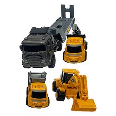 Joykids 壓鑄慣性迷你工程車拖車 4件組, 混色, 1套
