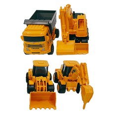 Joy Kids 壓鑄慣性迷你車 重型機具傾卸卡車 4件組, 混合色, 1套