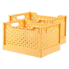 구멍송송 수납 정리함 RK_643, 옐로우, 2개