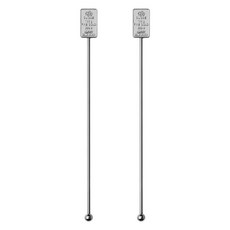 Casabeni 不鏽鋼雞尾酒海波杯方形家用調酒攪拌棒, 銀色, 2個