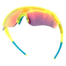 HILX Trail Blazer 運動護目鏡太陽眼鏡 HTB01205 + TBRD5, 霧面黃 + 藍色(鏡框), 紅色鏡面(鏡片)