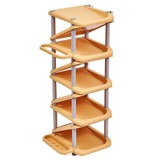 EVER HOUSE Z字形善用空間鞋架 5層鞋子整理架, 鮮豔黃, 1個