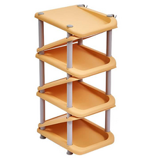 EVER HOUSE Z字形善用空間鞋架 4層鞋子整理架, 鮮豔黃, 1個