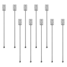 까사베니 스텐 칵테일 하이볼 홈텐딩 머들러 사각, 실버, 10개