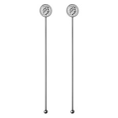 Casabeni 不鏽鋼雞尾酒Highball家用調酒圓形攪拌棒, 2個, 銀色