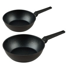 퀸센스 일반용 디너 프라이팬 세트 2개, 브라운, 궁중팬 24cm + 궁중팬 28cm, 1개