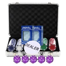 Dassamall 彩色籌碼 200p + J皇家卡牌 2p + 莊家籌碼 + 紫色骰子 5p 套組, 混合色, 1個