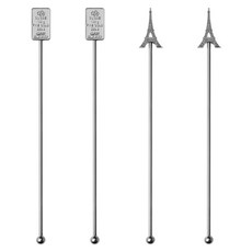 까사베니 스텐 칵테일 하이볼 홈텐딩 머들러 사각 2p + 에펠 2p 세트, 실버, 1세트