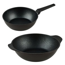 퀸센스 디너 프라이팬 세트 2개, 브라운, 궁중팬 24cm + 파티웍 28cm, 1세트