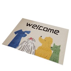 ReadyBox Happy Welcome 入口玄關地板絲圈地墊, 1個, 歡迎狗