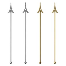 Casabeni 不鏽鋼 雞尾酒 Highball 家庭調酒 搗棒 銀色艾菲爾 2入 + 金色艾菲爾 2入 套組, 1套, 銀色, 金色