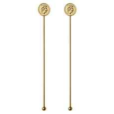 Casabeni 不鏽鋼雞尾酒Highball家用調酒圓形攪拌棒, 2個, 金色