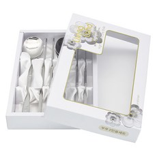 윌리브 매화 샌딩 수저세트, 실버, 2세트, 숟가락 + 젓가락