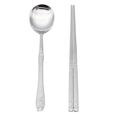 윌리브 매화 샌딩 수저세트, 실버, 1세트, 숟가락 + 젓가락