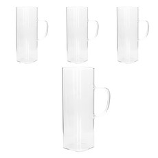 홈카페 내열유리 사각롱머그컵 500ml, 투명, 4개