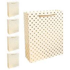 좋은기븐 3D 다이아 금박 쇼핑백, 크림, 5개