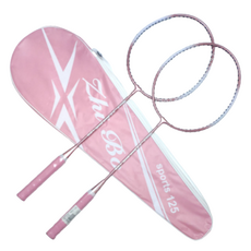 Simple Line 初學者用羽毛球拍 2入 + 全罩式拍套 粉紅色, 1套, 單一商品