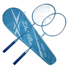 Simple Line 初學者用羽球拍 2入 + 全罩式拍套 藍色, 1套, 單一商品