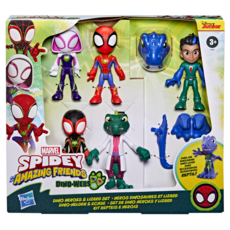 Hasbro 孩之寶 Marvel 漫威 SPIDEY AND HIS AMAZING FRIENDS 蜘蛛人與他的神奇朋友們 恐龍蛛網 恐龍英雄與蜥蜴人套裝公仔, 1盒