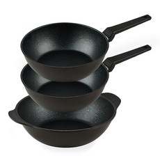 퀸센스 디너 후라이팬 세트 3개, 브라운, 궁중팬 24cm(2P) + 파티웍 28cm(1P), 1세트