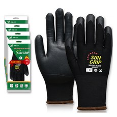 HANWOO SUNGrip NBR 塗層冬季防寒刷毛安全手套, 5個, 黑色