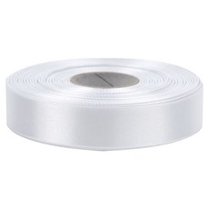 moong9 亮面單面緞帶 25mm, 1個, 45m, 01 白色
