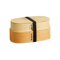 上班族野餐木製雙層便當盒, 淺米色, 1個