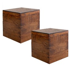 上班族野餐木製方形3層便當盒, 深木色, 2個