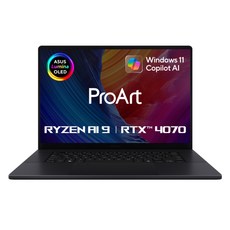 에이수스 2024 프로아트 P16 라이젠9 라이젠 AI 300시리즈 지포스 RTX 4070, Nano Black, H7606WI-ME141X, 2TB, 64GB, WIN11 Pro