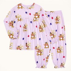 mollimelli friends 女童愛心兔熊睡衣居家服上下套裝