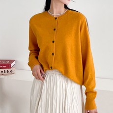 針織女款寬鬆版型羊毛簡約基本款圓領針織西部風開襟衫