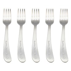 Willive 兒童用開心笑臉叉子, 銀色, 5個, 單品