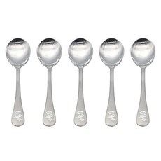 Willive 兒童兔子貓咪磨砂湯匙, 銀色, 5個, 單品