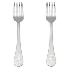 윌리브 아동용 토끼 고양이 샌딩 포크, 실버, 단품, 2개