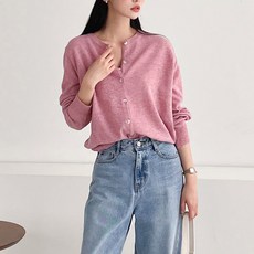 뜨개진 여성용 루즈핏 울 심플 베이직 라운드 니트 웨스터 가디건