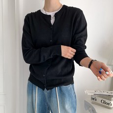 針織女款寬鬆版型羊毛簡約基本款圓領針織西部風開襟衫