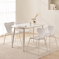 삼익가구 베르디 통세라믹 타원형 식탁세트 4인용 방문설치, 화이트, 일반의자 4