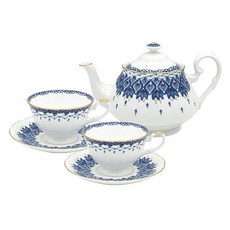 韓國陶瓷鉤針咖啡杯茶壺茶壺鉤針茶具 2 件套, 混色, 2P咖啡杯+2P碟子+壺體, 1組