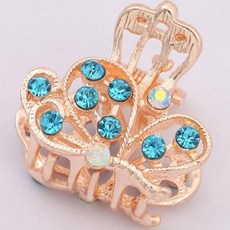 수스다 나비모양 미니큐빅 반머리 메탈 집게 헤어핀