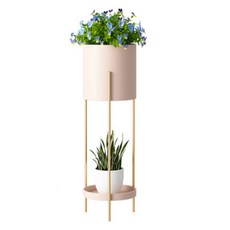 에버하우스 모던 베이직 파스텔 화분렉 L, 핑크, 2단