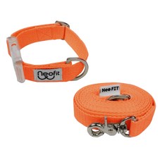 Neo FIT. 狗狗超輕量項圈牽繩組, 橘色, 1套