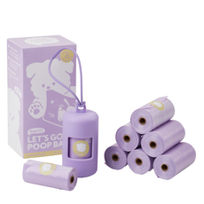 Neo FIT. Let's Go撿便袋收納盒+撿便袋 8捲組, 1個, 紫色, 120張