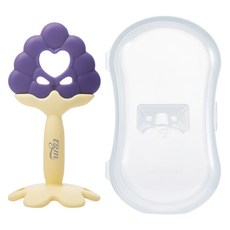 티지엠 유아용 플래티넘 실리콘 과일 치발기 세트, 치발기 + 보호케이스, 포도, 1개