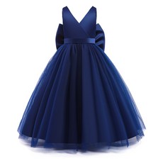 Bebemonstory 女童V領緞面長版洋裝