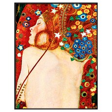 超薄畫框 古斯塔夫·克林姆 名畫系列 水蛇, 黑色