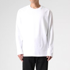 Rambla 20支棉透氣寬版長袖T恤, 白色