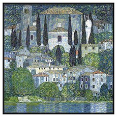 超薄畫框 古斯塔夫·克林姆名畫系列 卡松的教堂, 黑色