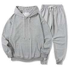 ILLUSO 男女通用特厚雙面棉連帽T恤束口褲上下套裝
